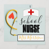 schoolverpleegkundige Kantoor; stethoscoop hart pe Briefkaart (Voorkant / Achterkant)