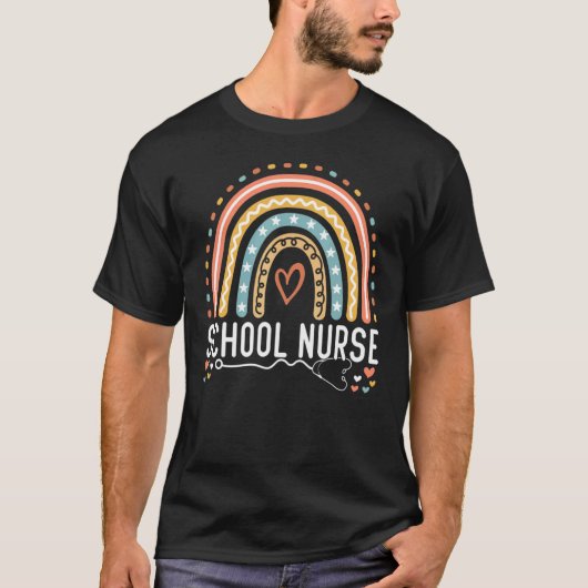 Schoolverpleegster Boho Rainbow Leopard Zurse Week T-shirt (Voorkant)