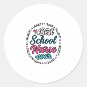 Schoolverpleegster Ever Vintage Gravure Shirt Ontw Ronde Sticker
