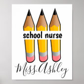 Schoolverpleegster, gepersonaliseerd met penencils poster (Voorkant)