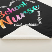 Schoolverpleegster Heart Word Cloud Waterverf Rain Sherpa Deken (3/4)
