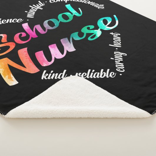 Schoolverpleegster Heart Word Cloud Waterverf Rain Sherpa Deken (3/4)