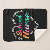 Schoolverpleegster Heart Word Cloud Waterverf Rain Sherpa Deken (Voorkant (horizontaal))