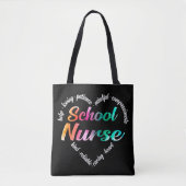 Schoolverpleegster Heart Word Cloud Waterverf Rain Tote Bag (Voorkant)