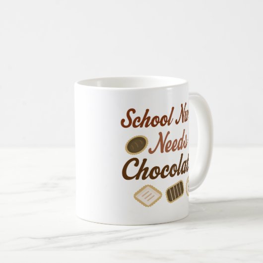 Schoolverpleegster heeft chocolade nodig koffiemok (Voorkant rechts)