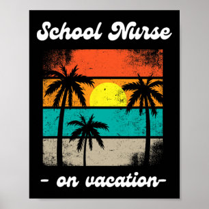 Schoolverpleegster op vakantie strand palmbomen cr poster