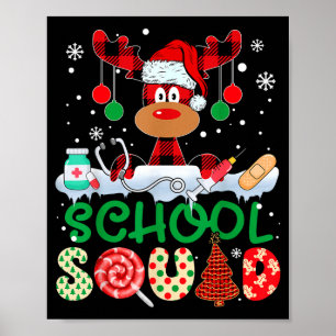 Schoolverpleegster rendier buffel rood geruit poster