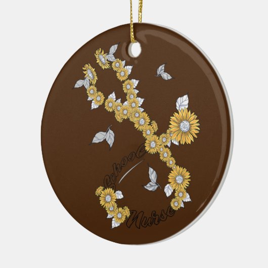 Schoolverpleegster Stethoscoop zonnebloemen Keramisch Ornament (Links)