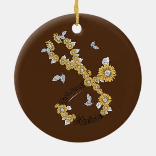 Schoolverpleegster Stethoscoop zonnebloemen Keramisch Ornament (Achterkant)