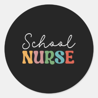 Schoolverpleegster terug naar school minimalistisc ronde sticker