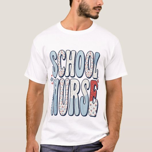 Schoolverpleegster Vintage Bloem Typography Shirt (Voorkant)