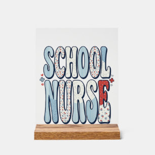 Schoolverpleegster Vintage Bloem Typography Shirt Acryl Bord