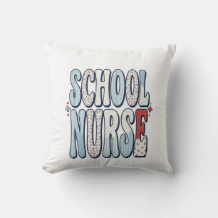 Schoolverpleegster Vintage Bloem Typography Shirt  Kussen