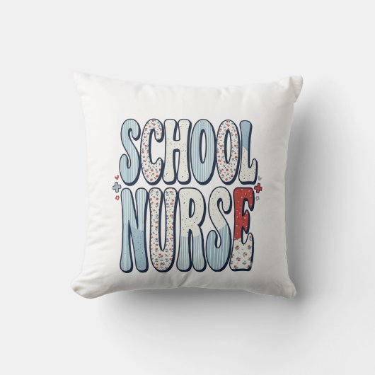 Schoolverpleegster Vintage Bloem Typography Shirt Kussen (Voorkant)