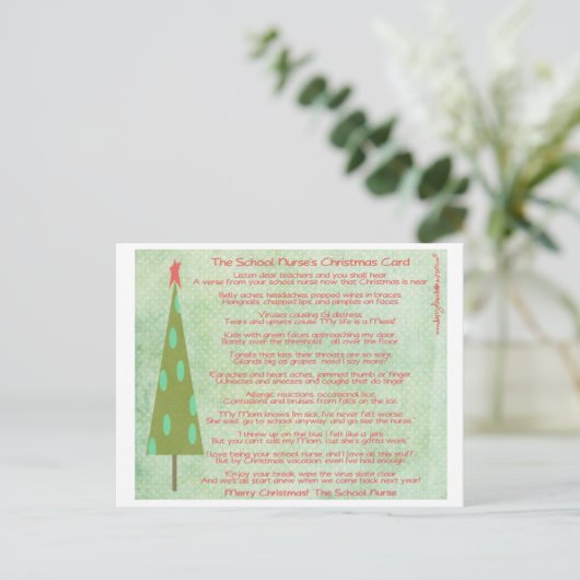 Schoolverpleegster Vrolijk Kerstfeest briefkaart (Staand voorkant)