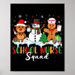 Schoolverpleegstereskader Rendier Sneeuwman Peperk Poster