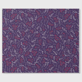 Schoolviolet paars rood blaadpatroon cadeaupapier (Vlak)