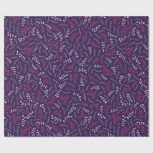Schoolviolet paars rood blaadpatroon cadeaupapier (Vlak)