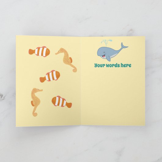 Schoolvis, zeebaars, kinderen op de oceaan kaart (Binnen)