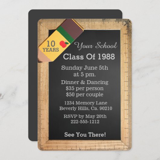 Schoolvoorraad Chalkboard Klasse Reunion Kaart (Voorkant / Achterkant)