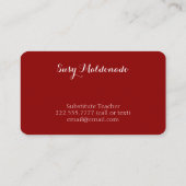 Schoolvoorraad Patroon ondergeschikte leraar Visitekaartje (Achterkant)