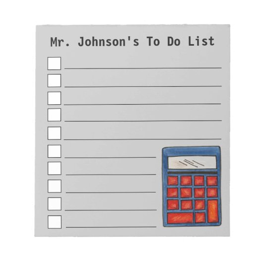 Schoolvoorraad Wiskunde leraar calculator Onderwij Notitieblok (Voorkant)