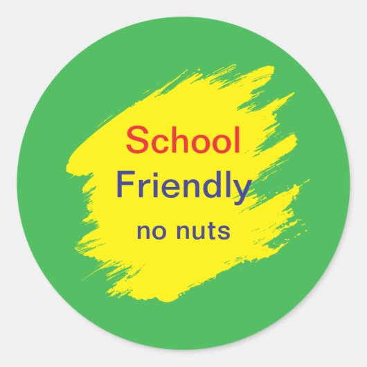 Schoolvriendelijk Geen Noten Allergie Gratis Ronde Sticker (Voorkant)
