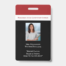 Schoolwerknemer Foto-ID leraar Badge