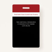 Schoolwerknemer Foto-ID leraar Badge (Achterkant)