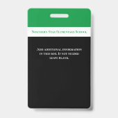 Schoolwerknemer Groene Personeel Foto-ID Leerlinge Badge (Achterkant)