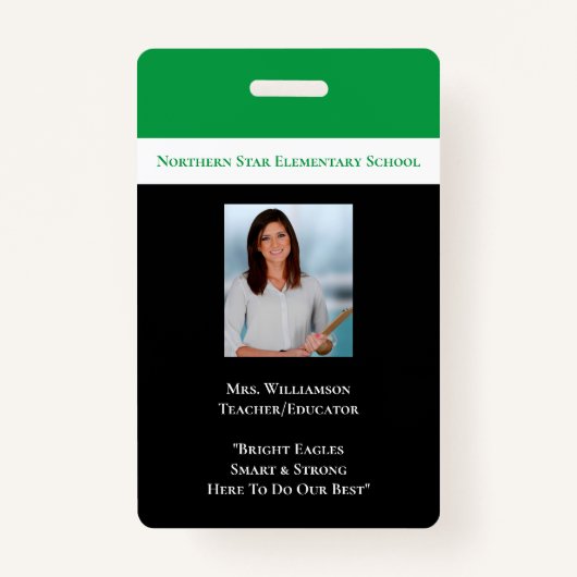 Schoolwerknemer Groene Personeel Foto-ID Leerlinge Badge (Voorkant)