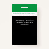 Schoolwerknemer Groene Personeel Foto-ID Leerlinge Badge (Achterkant)