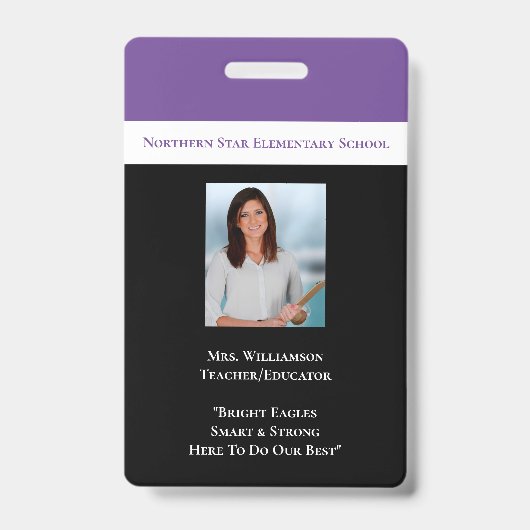 Schoolwerknemer Paarse staf Foto-ID leraar Badge (Voorzijde)