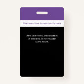 Schoolwerknemer Paarse staf Foto-ID leraar Badge (Achterkant)