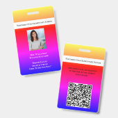 Schoolwerknemer QR Code Personeel Foto ID leraar Badge (Voor- en achterkant)