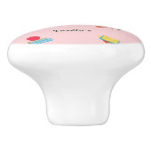 Schoolwerkrooster in roze keramische knop (Zijkant)