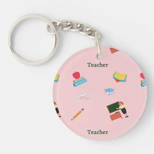 Schoolwerkrooster in roze sleutelhanger (Voorkant)