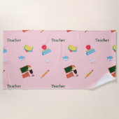 Schoolwerkrooster in roze strandlaken (Voorkant)