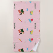 Schoolwerkrooster in roze strandlaken (Voorkant)