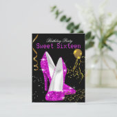 Schoon 16 Glitter Roze Goud Feestelijk Kaart (Staand voorkant)