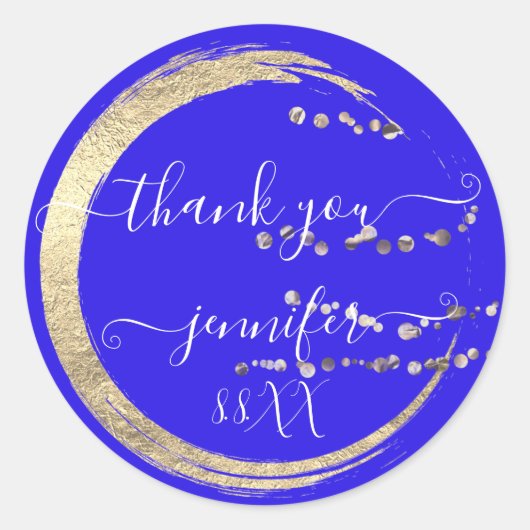 Schoon 16e bedankt goud bewaar de datum blauw ronde sticker (Voorkant)