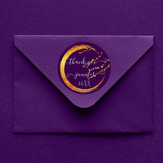 Schoon 16e dank je datum bruids paars goud honing ronde sticker