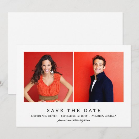 SCHOON 2 FOTO'S Save the Date Cards (Voorkant / Achterkant)