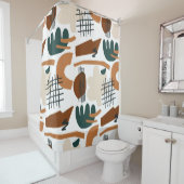 Schoon Abstract Boho Patroon | Modern Minimaal Douchegordijn (In situ)