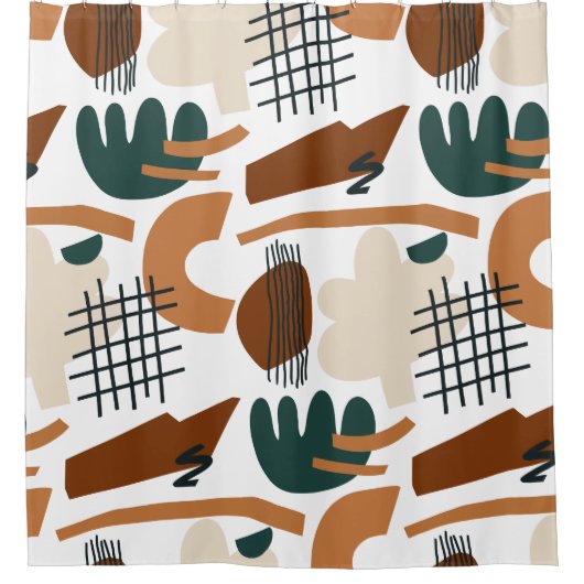 Schoon Abstract Boho Patroon | Modern Minimaal Douchegordijn (Voorkant)