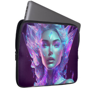 Schoon Ai-kunstwerk Mooie Icy Glas-achtige Vrouw Laptop Sleeve