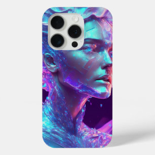 Schoon ai-kunstwerk Mooie Ijzig Glas-achtige Vrouw iPhone 15 Pro Case