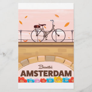 Schoon Amsterdam fiets reisposter. Briefpapier