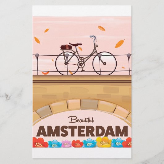 Schoon Amsterdam fiets reisposter. Briefpapier (Voorkant)