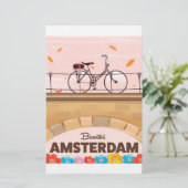 Schoon Amsterdam fiets reisposter. Briefpapier (Staand voorkant)